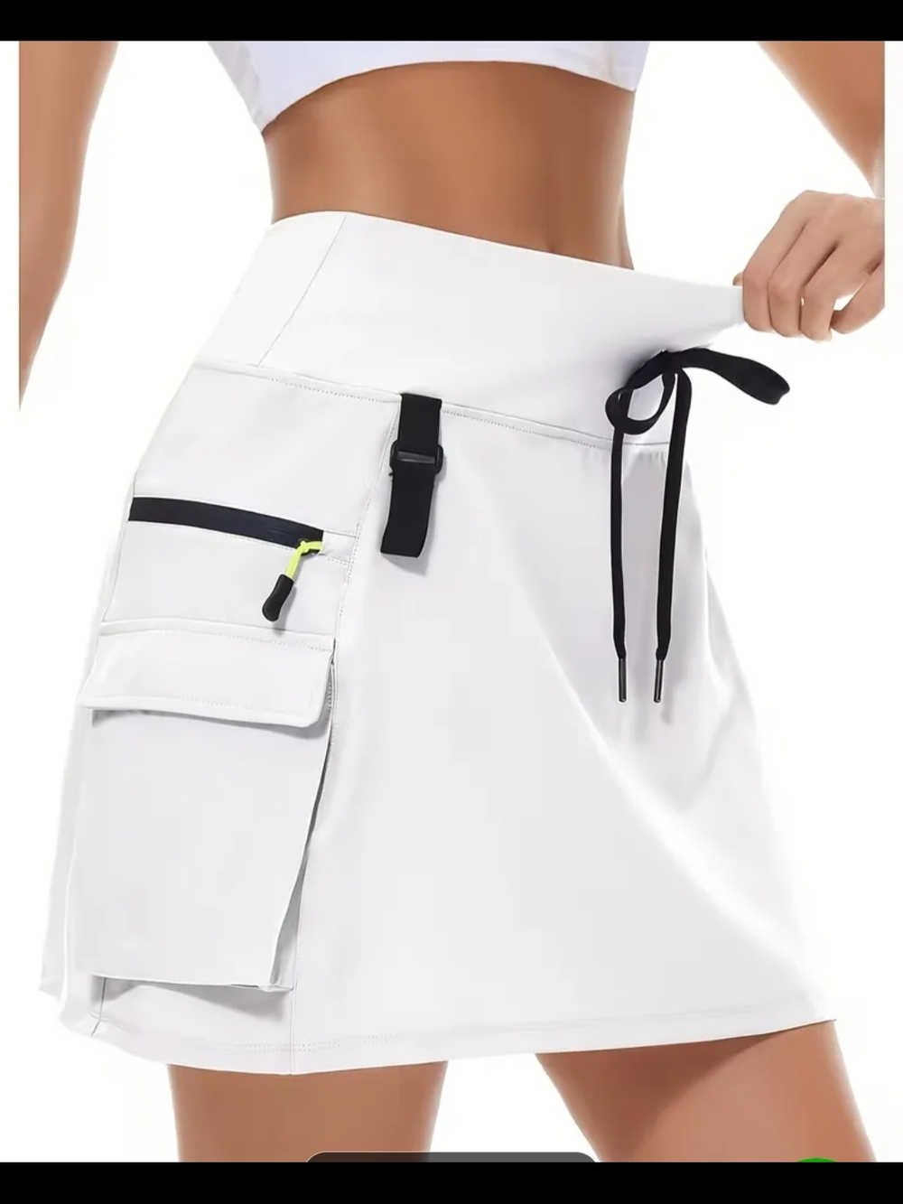 Women's Active Cargo Skort with Drawstring - White